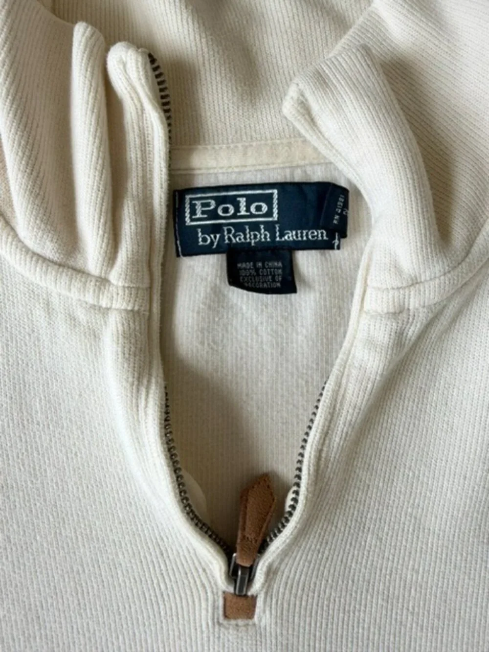POLO by Ralph Lauren quarter‑zip sweater, Cream, Size: XL Men Mock Neck